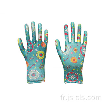 Garden Series Nitrile revêtu de motifs floraux Gants de jardin